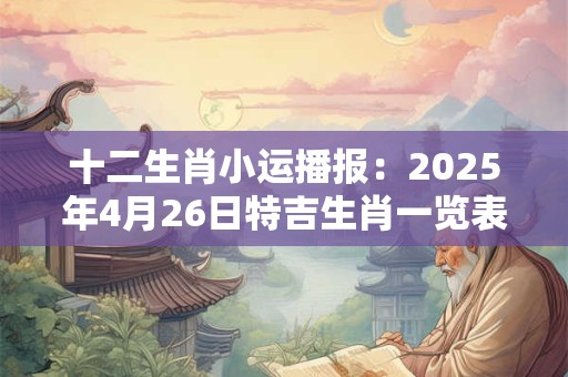 十二生肖小运播报：2025年4月26日特吉生肖一览表
