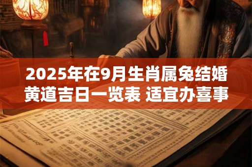 2025年在9月生肖属兔结婚黄道吉日一览表 适宜办喜事良机