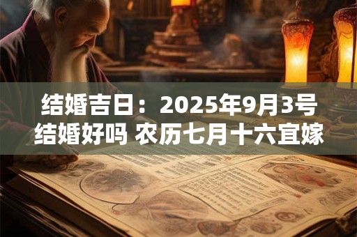结婚吉日：2025年9月3号结婚好吗 农历七月十六宜嫁娶吗