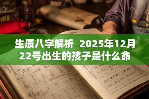 生辰八字解析  2025年12月22号出生的孩子是什么命