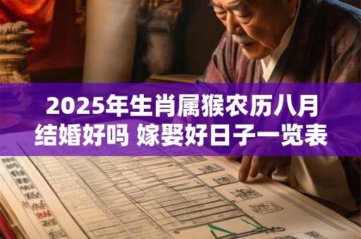 2025年生肖属猴农历八月结婚好吗 嫁娶好日子一览表