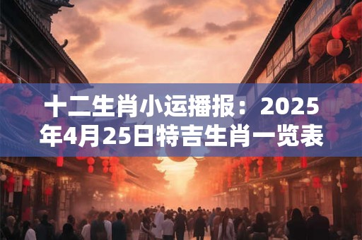 十二生肖小运播报：2025年4月25日特吉生肖一览表