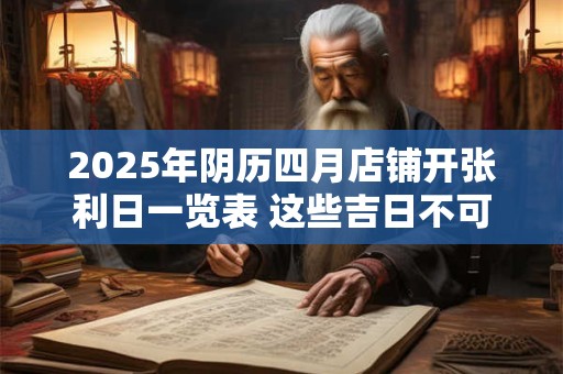 2025年阴历四月店铺开张利日一览表 这些吉日不可错过