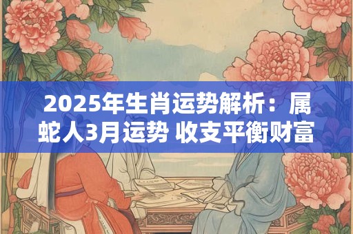 2025年生肖运势解析：属蛇人3月运势 收支平衡财富稳定