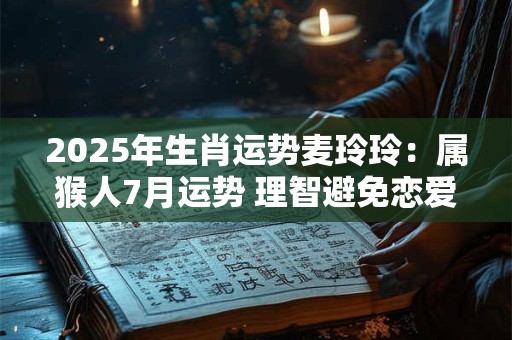 2025年生肖运势麦玲玲：属猴人7月运势 理智避免恋爱脑