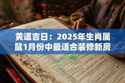 黄道吉日：2025年生肖属鼠1月份中最适合装修新房的好日子