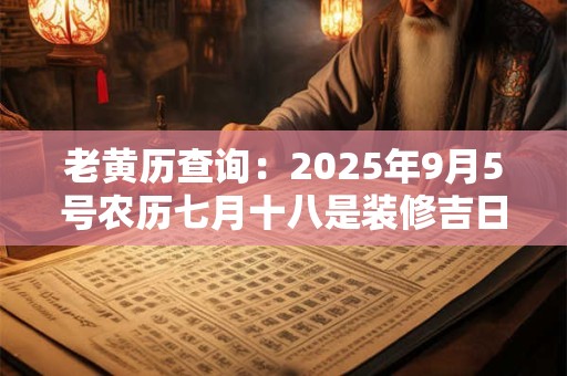 老黄历查询:2025年9月5号农历七月十八是装修吉日吗 老黄历查询:2025年9月5号农历七月十八是装修吉日吗