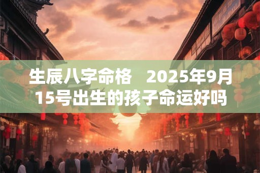 生辰八字命格   2025年9月15号出生的孩子命运好吗