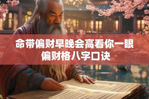 命带偏财早晚会高看你一眼 偏财格八字口诀