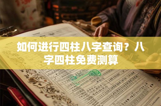 如何进行四柱八字查询？八字四柱免费测算