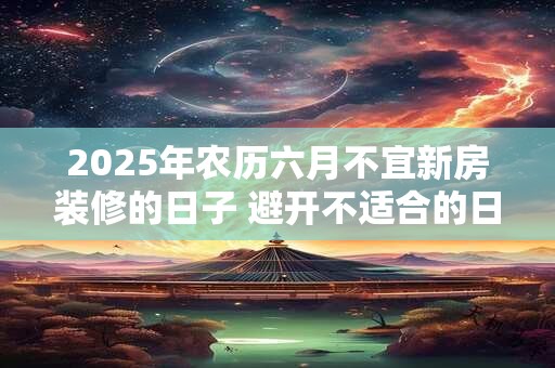 2025年农历六月不宜新房装修的日子 避开不适合的日子