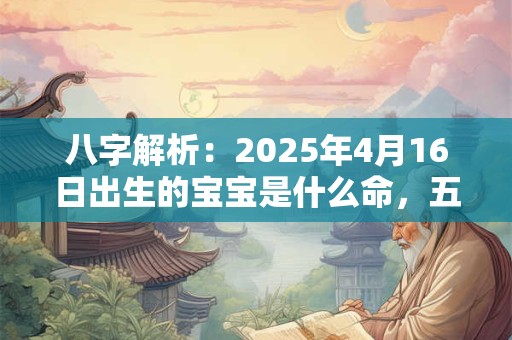 八字解析：2025年4月16日出生的宝宝是什么命，五行缺什么