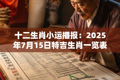 十二生肖小运播报：2025年7月15日特吉生肖一览表