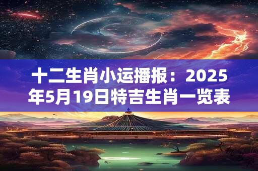 十二生肖小运播报：2025年5月19日特吉生肖一览表