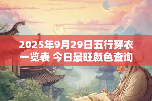2025年9月29日五行穿衣一览表 今日最旺颜色查询