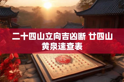 二十四山立向吉凶断 廿四山黄泉速查表