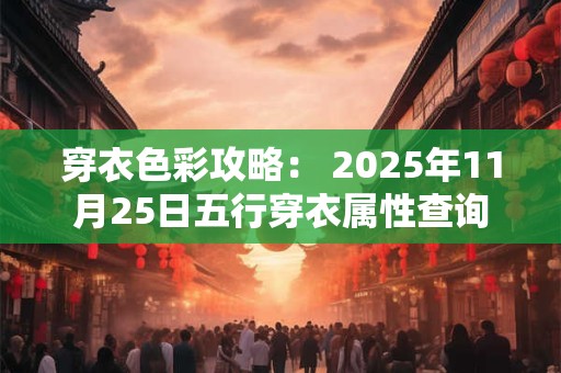 穿衣色彩攻略： 2025年11月25日五行穿衣属性查询