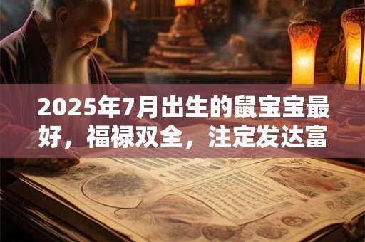 2025年7月出生的鼠宝宝最好，福禄双全，注定发达富贵
