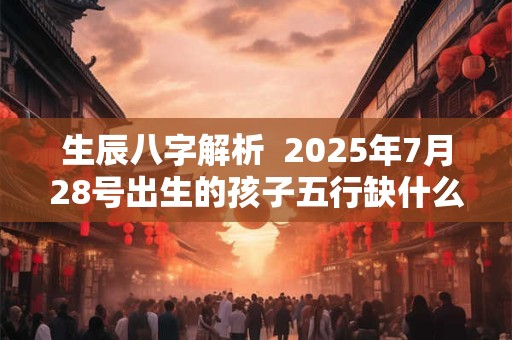 生辰八字解析  2025年7月28号出生的孩子五行缺什么