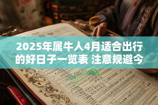 2025年属牛人4月适合出行的好日子一览表 注意规避今日所冲