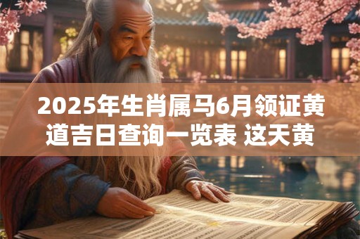 2025年生肖属马6月领证黄道吉日查询一览表 这天黄历分析