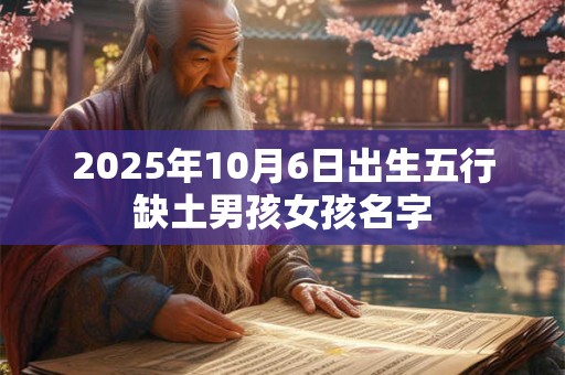 2025年10月6日出生五行缺土男孩女孩名字