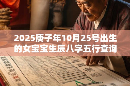 2025庚子年10月25号出生的女宝宝生辰八字五行查询