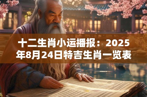 十二生肖小运播报：2025年8月24日特吉生肖一览表