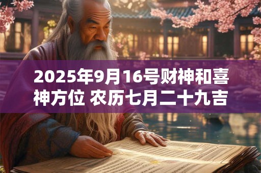 2025年9月16号财神和喜神方位 农历七月二十九吉时查询