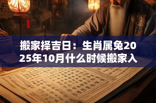 搬家择吉日：生肖属兔2025年10月什么时候搬家入宅好