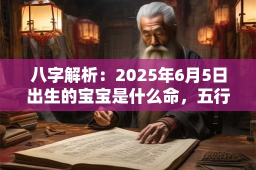 详细阅读:八字解析:2025年6月5日出生的宝宝是什么命,五行缺什么 八字解析:2025年6月5日出生的宝宝是什么命,五行缺什么