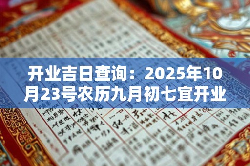 开业吉日查询：2025年10月23号农历九月初七宜开业吗