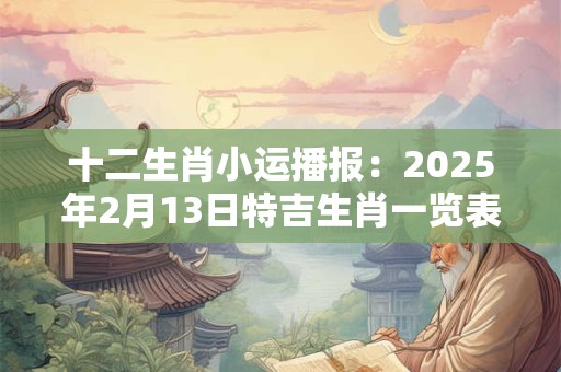 十二生肖小运播报：2025年2月13日特吉生肖一览表