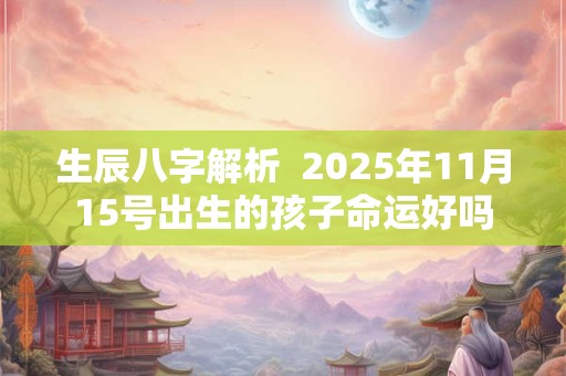 生辰八字解析  2025年11月15号出生的孩子命运好吗