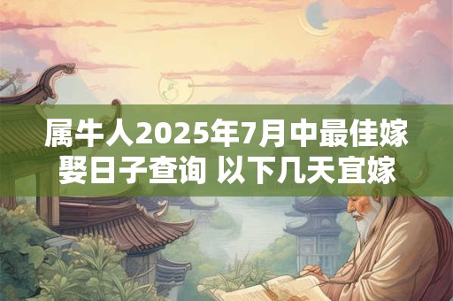 属牛人2025年7月中最佳嫁娶日子查询 以下几天宜嫁娶