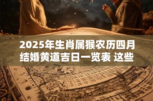 2025年生肖属猴农历四月结婚黄道吉日一览表 这些天都是吉日