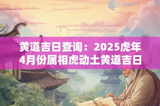 黄道吉日查询：2026虎年4月份属相虎动土黄道吉日查询