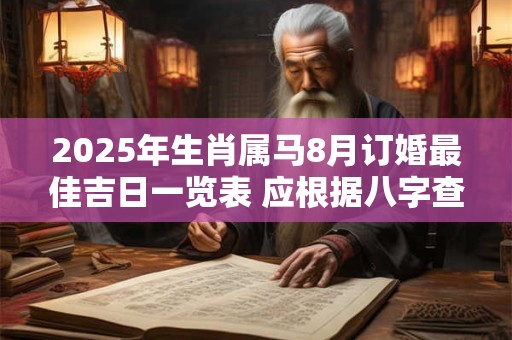 2025年生肖属马8月订婚最佳吉日一览表 应根据八字查询