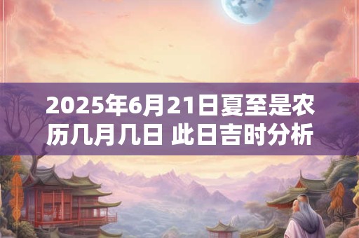 2025年6月21日夏至是农历几月几日 此日吉时分析
