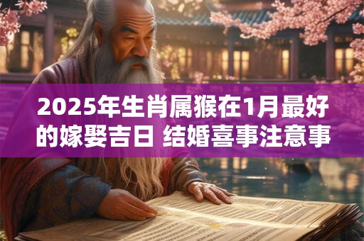 2025年生肖属猴在1月最好的嫁娶吉日 结婚喜事注意事项