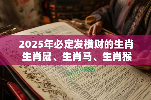 2025年必定发横财的生肖 生肖鼠、生肖马、生肖猴 2025年必定发横财的生肖 生肖鼠、生肖马、生肖猴