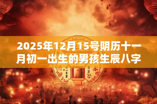 2025年12月15号阴历十一月初一出生的男孩生辰八字起名