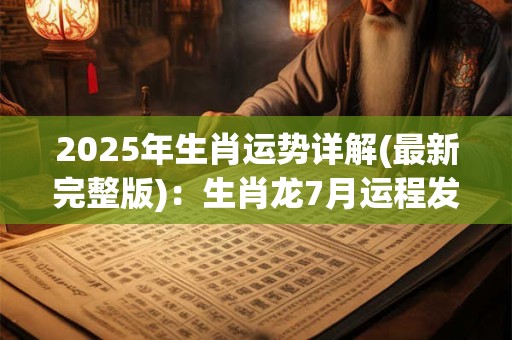 2025年生肖运势详解(最新完整版)：生肖龙7月运程发展情况