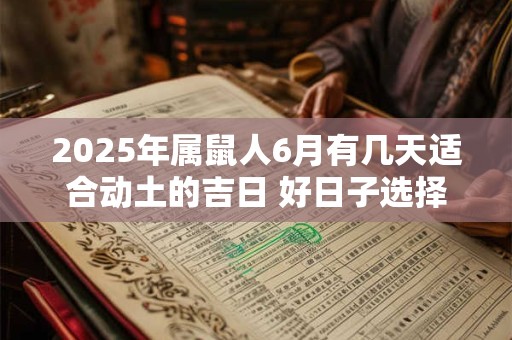 2025年属鼠人6月有几天适合动土的吉日 好日子选择看八字