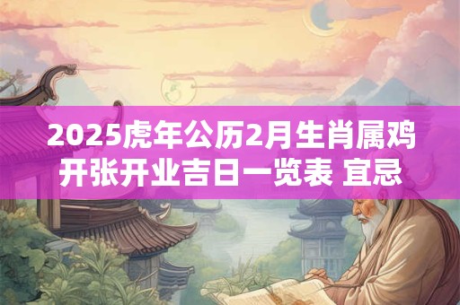 详细阅读:2025虎年公历2月生肖属鸡开张开业吉日一览表 宜忌分析 2025虎年公历2月生肖属鸡开张开业吉日一览表 宜忌分析