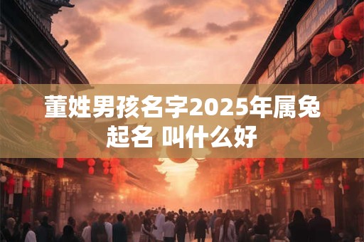 董姓男孩名字2025年属兔起名 叫什么好
