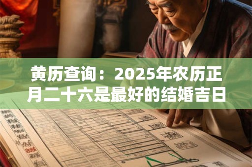 黄历查询：2025年农历正月二十六是最好的结婚吉日吗