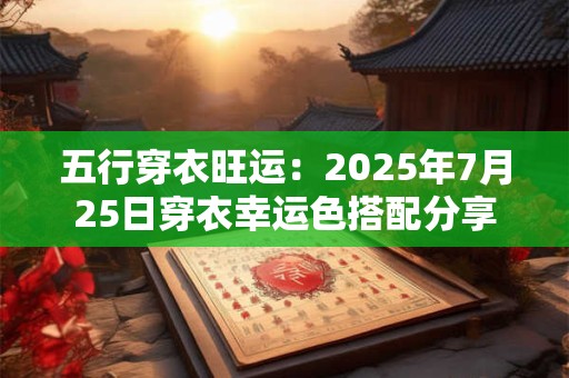 详细阅读:五行穿衣旺运:2025年7月25日穿衣幸运色搭配分享 五行穿衣旺运:2025年7月25日穿衣幸运色搭配分享