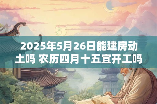 详细阅读:2025年5月26日能建房动土吗 农历四月十五宜开工吗 2025年5月26日能建房动土吗 农历四月十五宜开工吗