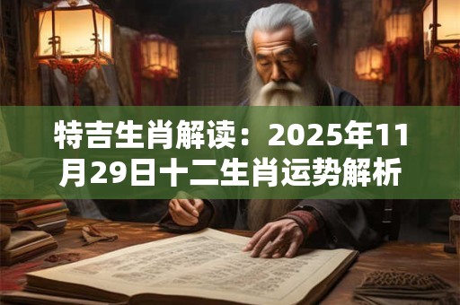 详细阅读:特吉生肖解读:2025年11月29日十二生肖运势解析 特吉生肖解读:2025年11月29日十二生肖运势解析